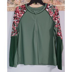L.L. Bean Large UPF ReNew Swimwear Long-Sleeve Rash Guard Colorblock Water Top